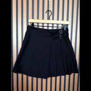 Dunst Mini Skirt Small Womens Black Pleated Belted Skater Sexy